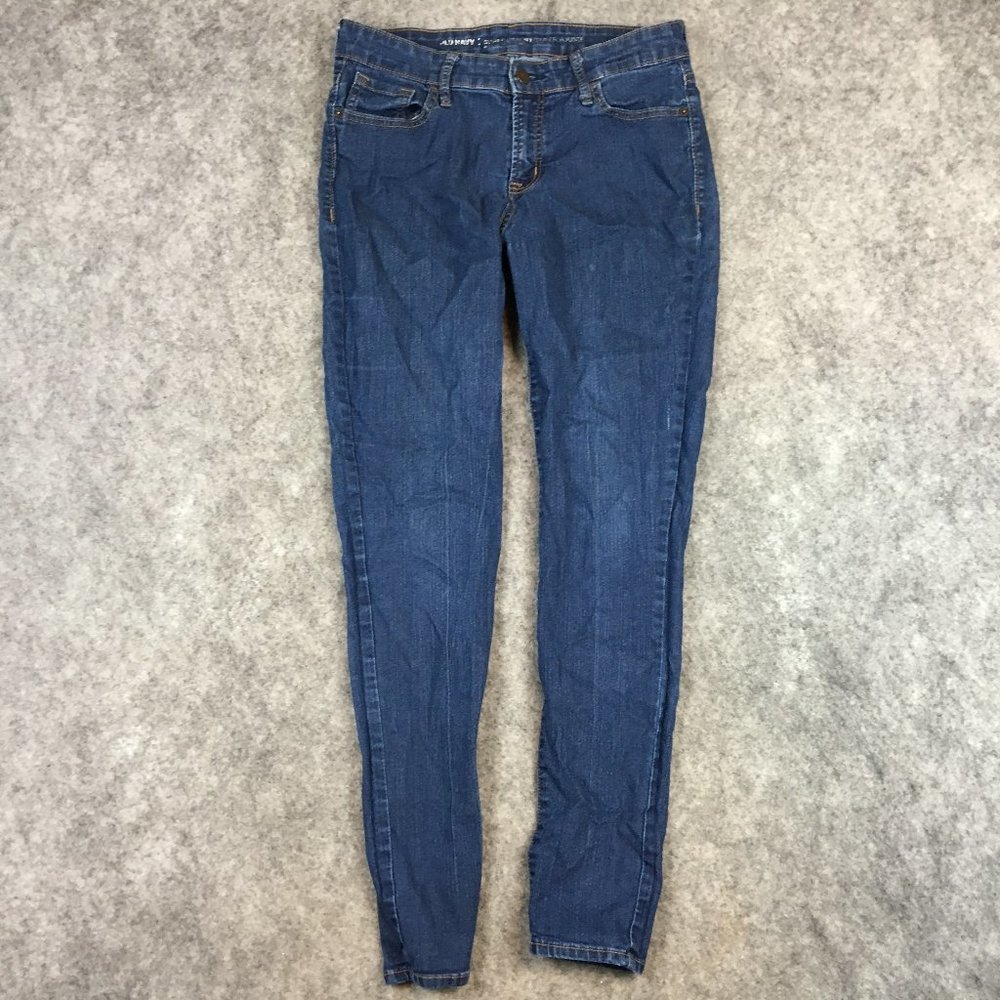 Old Navy Jeans 6 28 Super Skinny Mid Rise Medium Wash Solid Stretch Womens Blue
